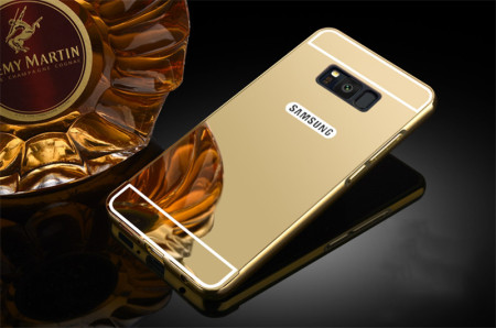 Твърди гърбове Твърди гърбове за Samsung Луксозен алуминиев бъмпър с твърд огледален златист гръб за Samsung Galaxy S8 G950 